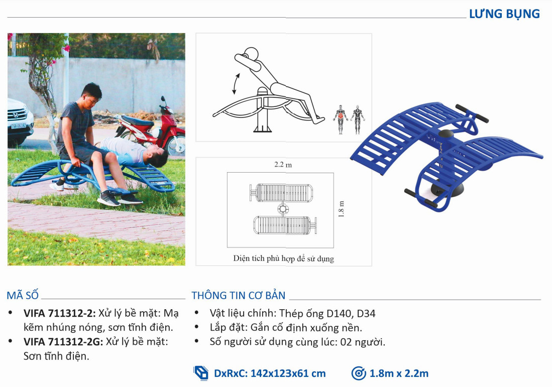 Máy Tập Lưng Bụng Ngoài Trời VIFA-711312