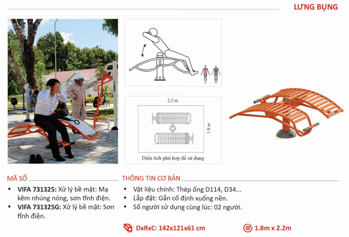 Máy Tập Lưng Bụng Ngoài Trời VIFA 731325