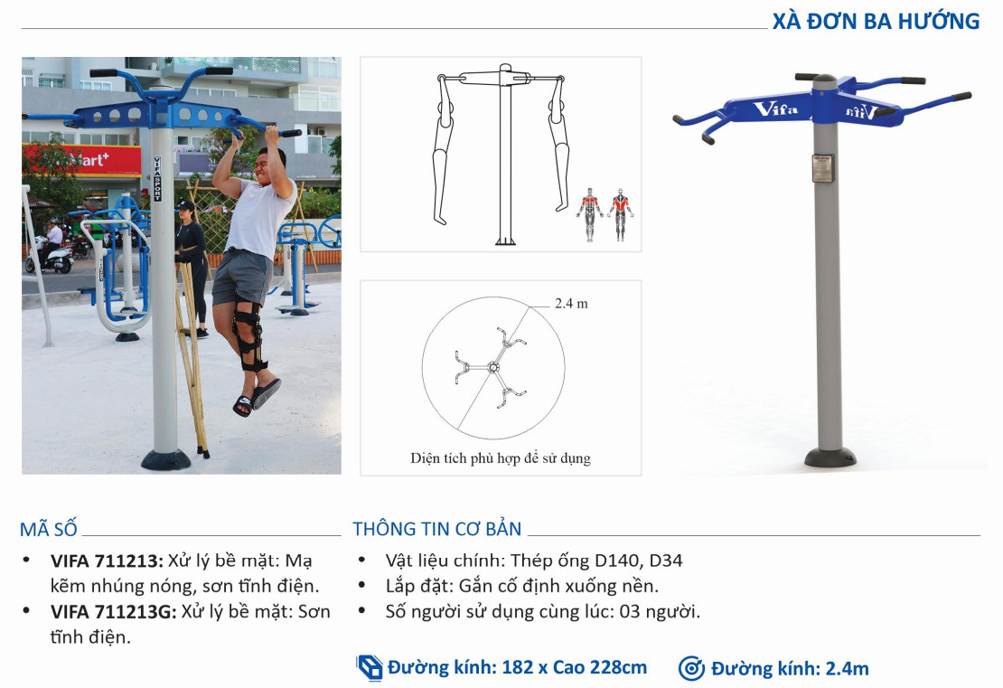 Máy Tập Xà Đơn 3 Hướng Ngoài Trời VIFA-711213