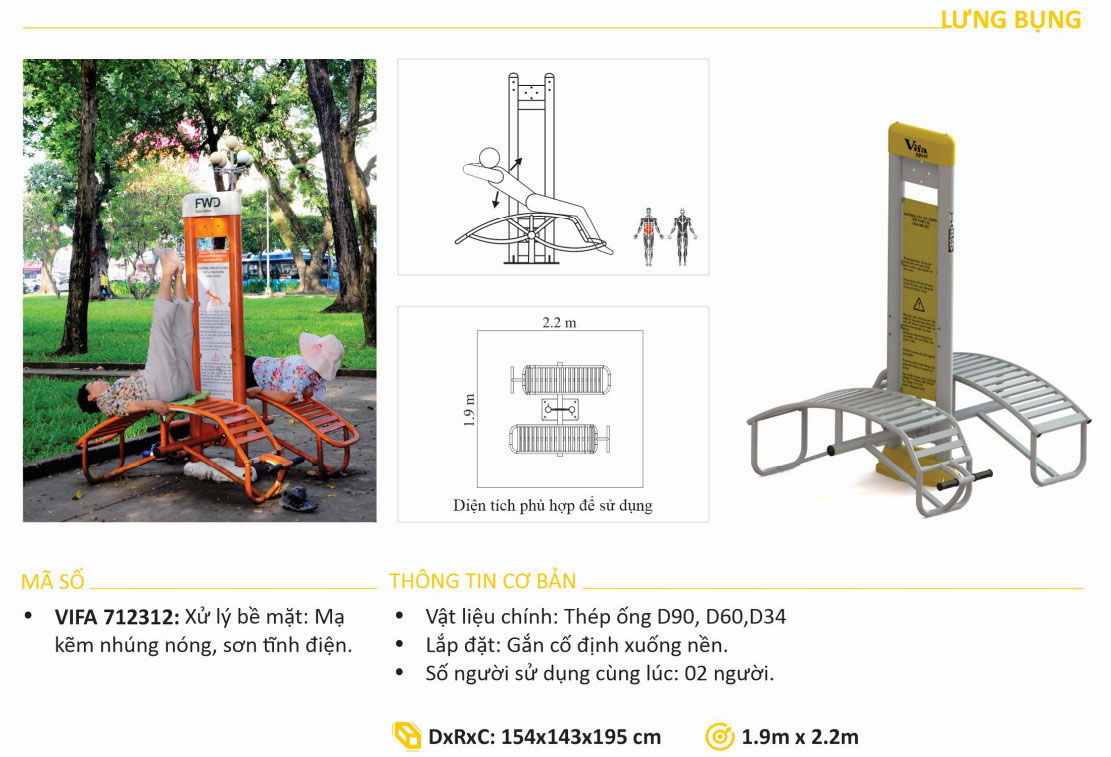 Máy Tập Lưng Bụng Ngoài Trời VIFA-712312