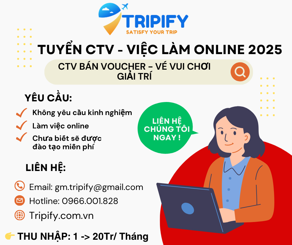 TUYỂN CTV - VIỆC LÀM ONLINE | BÁN VOUCHER VÉ VUI CHƠI GIẢI TRÍ TOÀN QUỐC