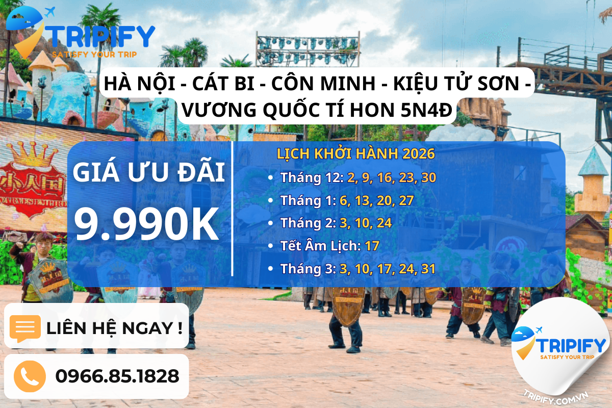 TOUR KIỆU TỬ SƠN ĐƯỜNG BAY TỪ HÀ NỘI - CÁT BI - CÔN MINH - KIỆU TỬ SƠN 5N4Đ