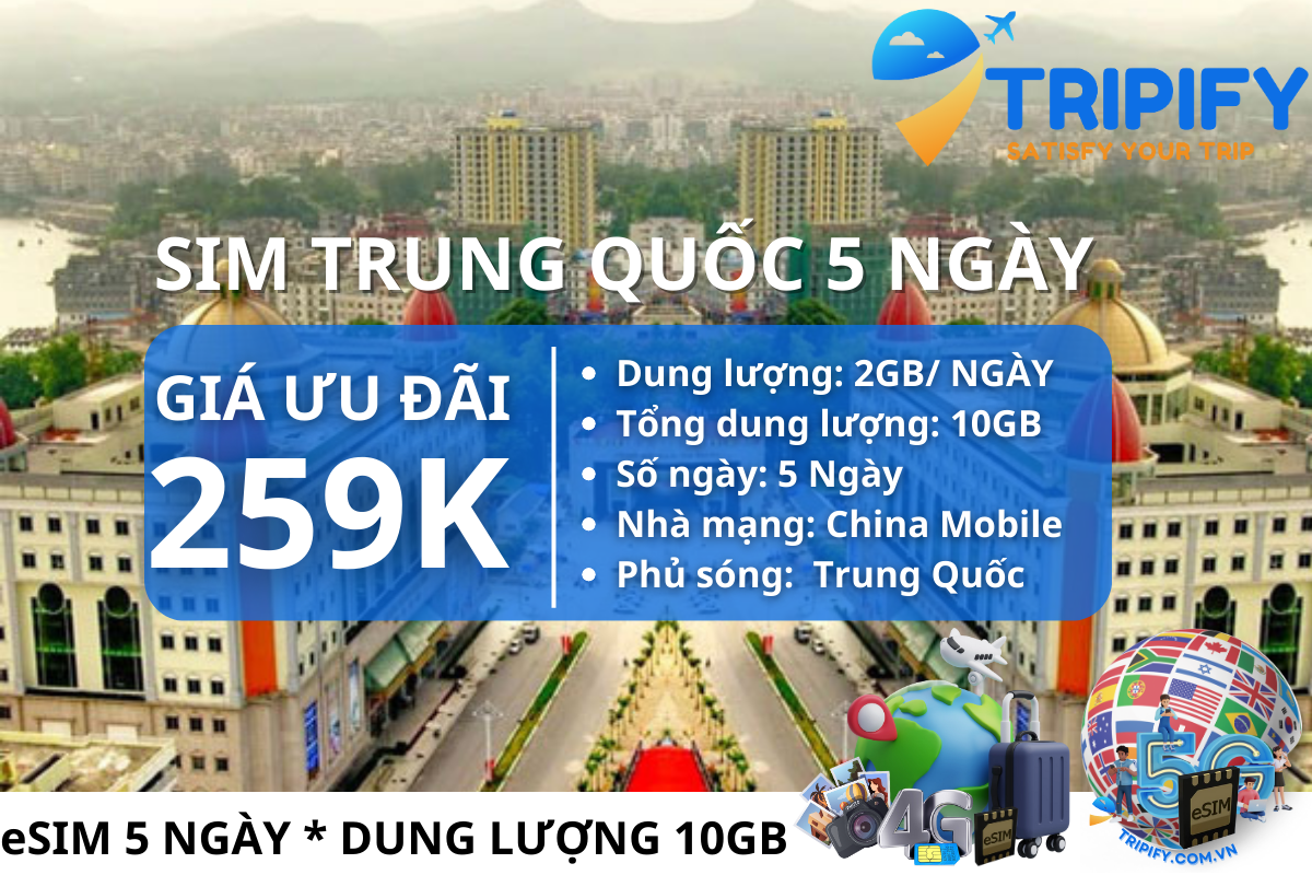 SIM TRUNG QUỐC 5 NGÀY * 10GB | GIÁ ƯU ĐÃI 259K - Hotline 083.3383.222