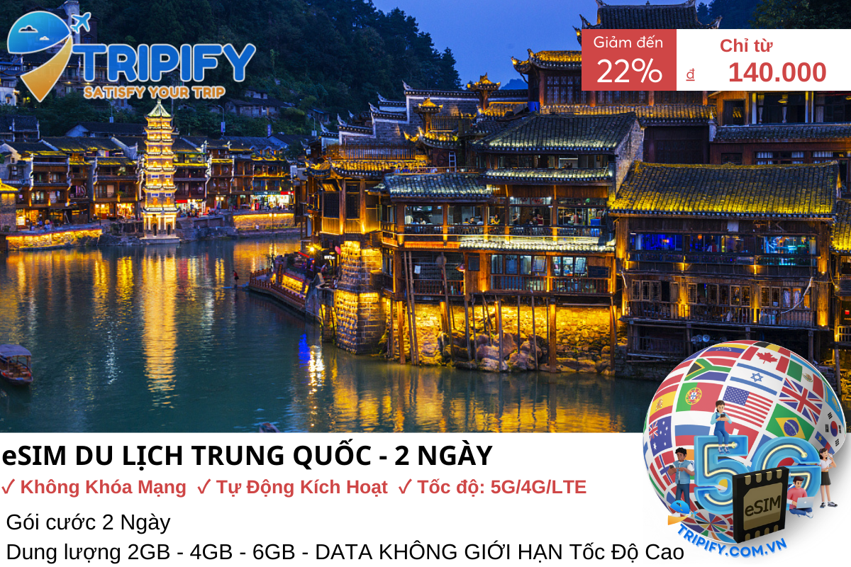 ESIM DU LỊCH TRUNG QUỐC - 2 NGÀY | GIÁ ƯU ĐÃI CHỈ TỪ 140K - Hotline 0975.901.828