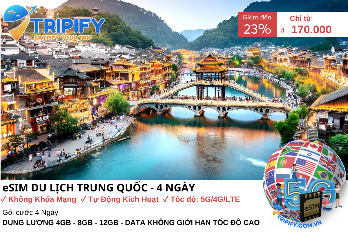ESIM DU LỊCH TRUNG QUỐC - 4 NGÀY | GIÁ ƯU ĐÃI CHỈ TỪ 170K - Hotline 0975.901.828