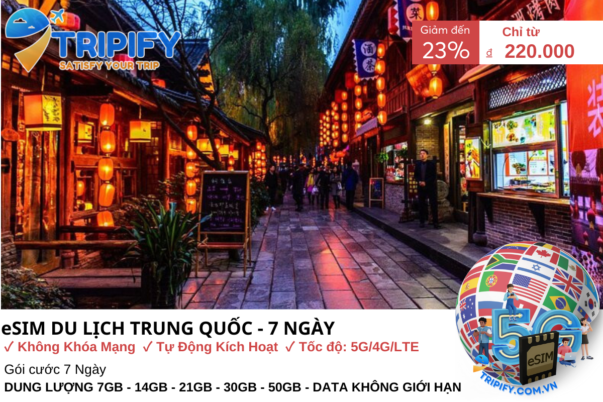 ESIM DU LỊCH TRUNG QUỐC - 7 NGÀY | GIÁ ƯU ĐÃI CHỈ TỪ 220K - Hotline 0975.901.828