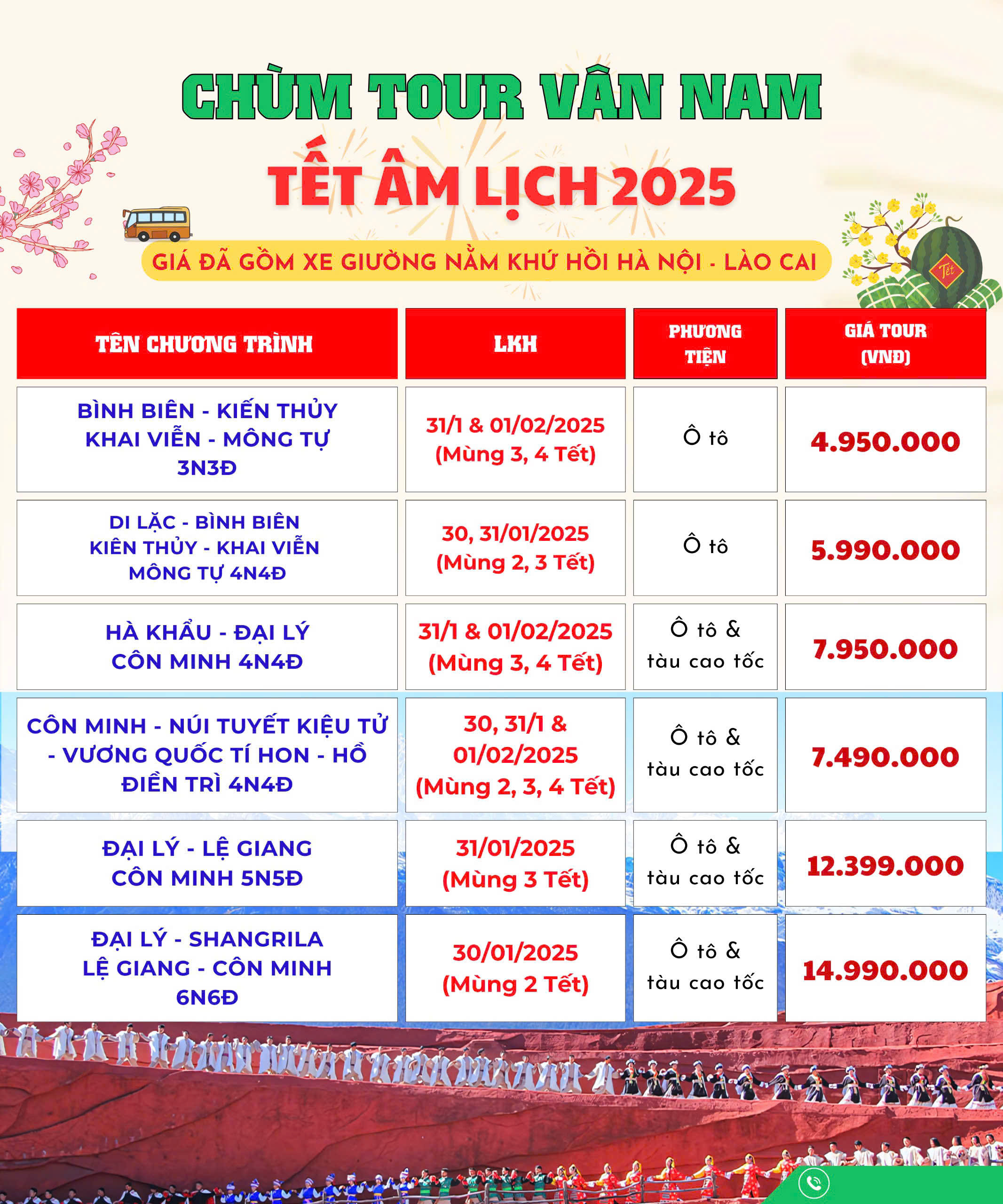 [TẾT ÂM LỊCH] HÀ NỘI - ĐẠI LÝ - LỆ GIANG – CÔN MINH 5 NGÀY 5 ĐÊM - TOUR NO SHOPPING