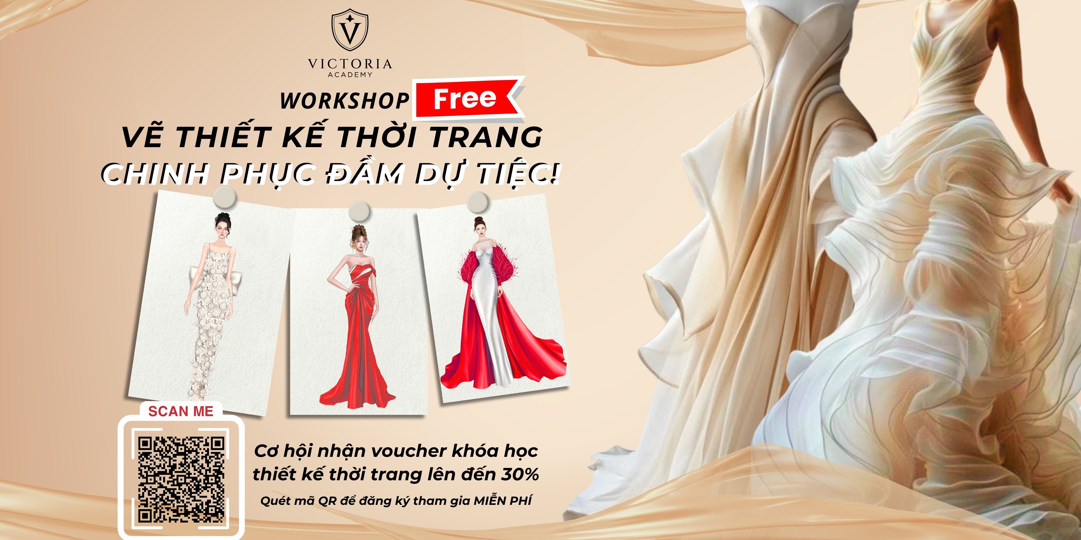 WORKSHOP THIẾT KẾ ĐẦM DỰ TIỆC 30/03/2025