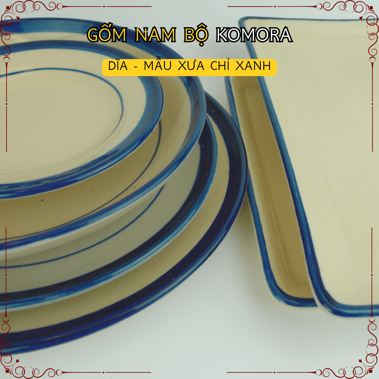 Gốm Nam Bộ - Mẫu Xưa Chỉ Xanh