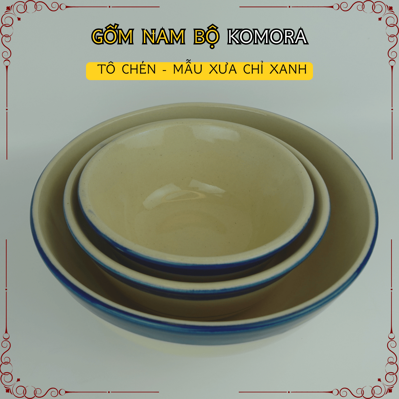 Gốm Nam Bộ - Mẫu Xưa Chỉ Xanh