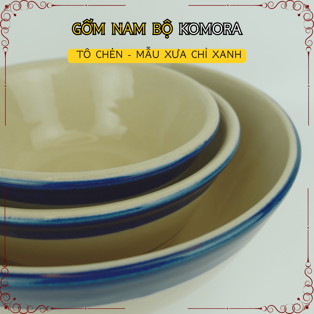Gốm Nam Bộ - Mẫu Xưa Chỉ Xanh