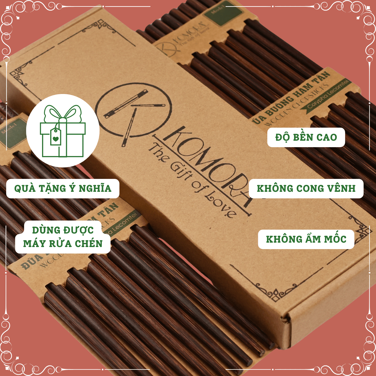 [Vỉ 5 Đôi] Đũa Buông Cao Cấp - Mẫu 245 Tiêu Chuẩn