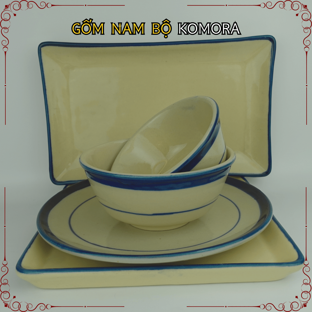 Gốm Nam Bộ - Mẫu Xưa Chỉ Xanh