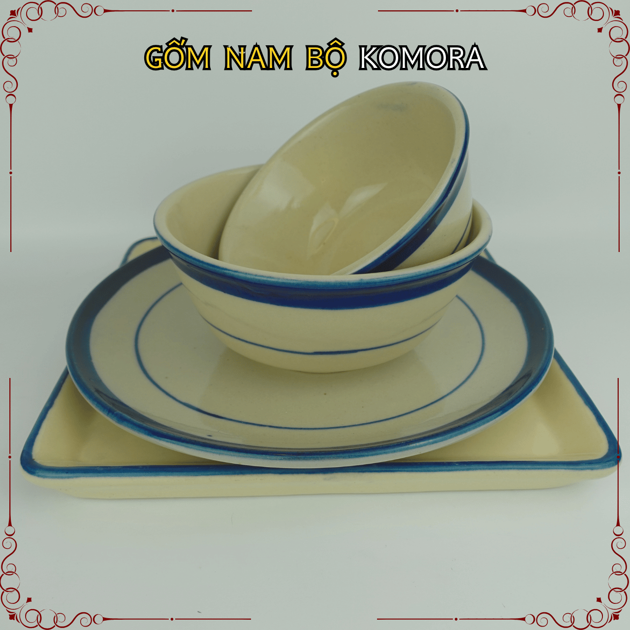 Gốm Nam Bộ - Mẫu Xưa Chỉ Xanh
