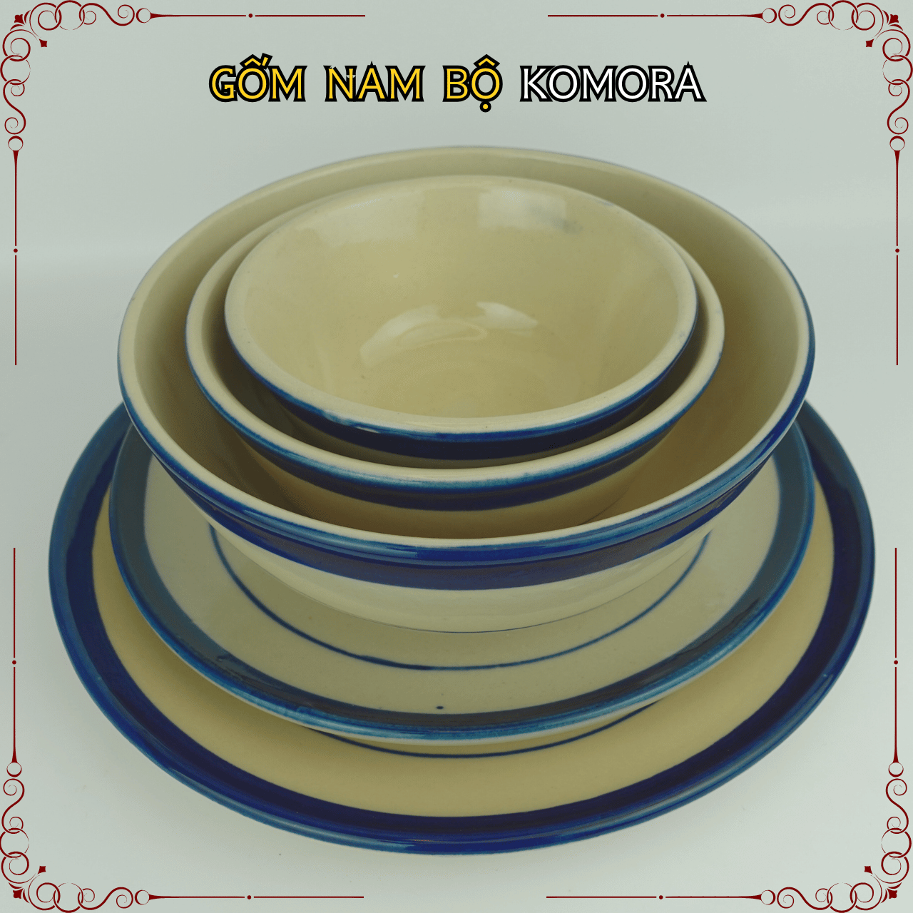 Gốm Nam Bộ - Mẫu Xưa Chỉ Xanh