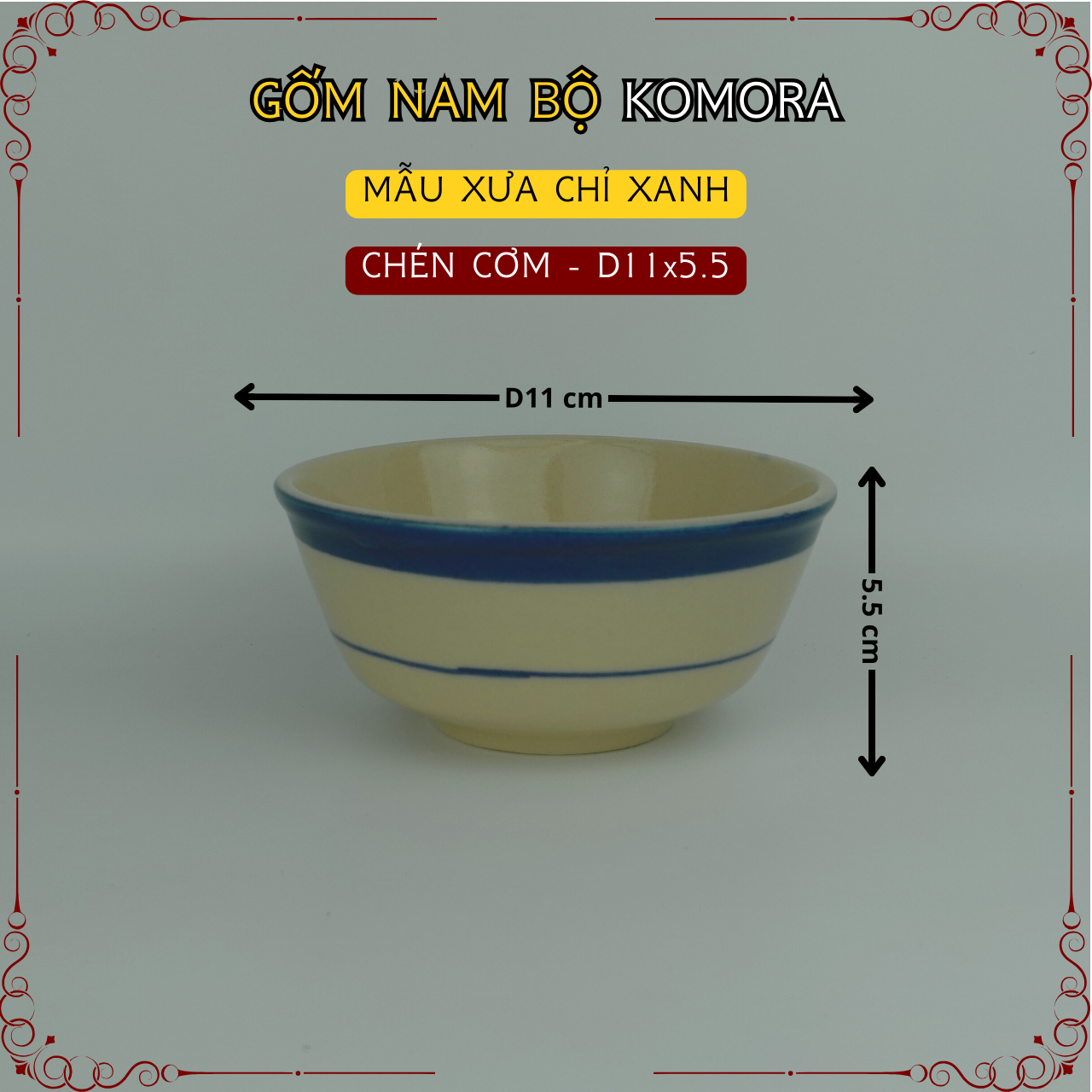 Gốm Nam Bộ - Mẫu Xưa Chỉ Xanh