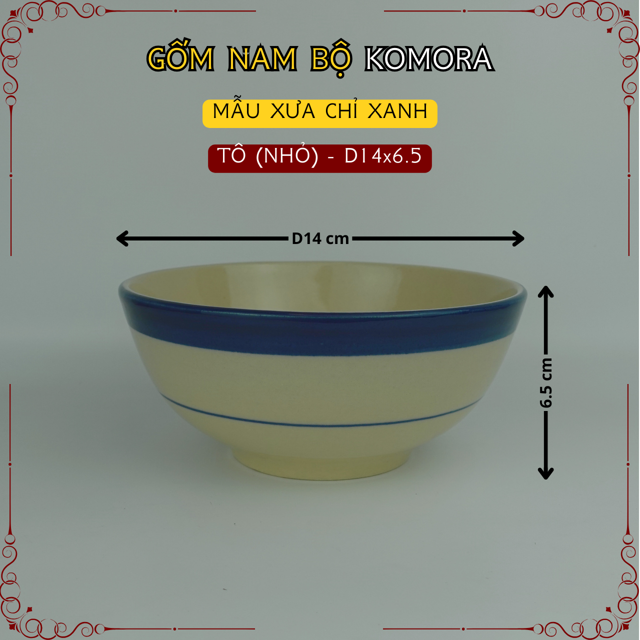 Gốm Nam Bộ - Mẫu Xưa Chỉ Xanh