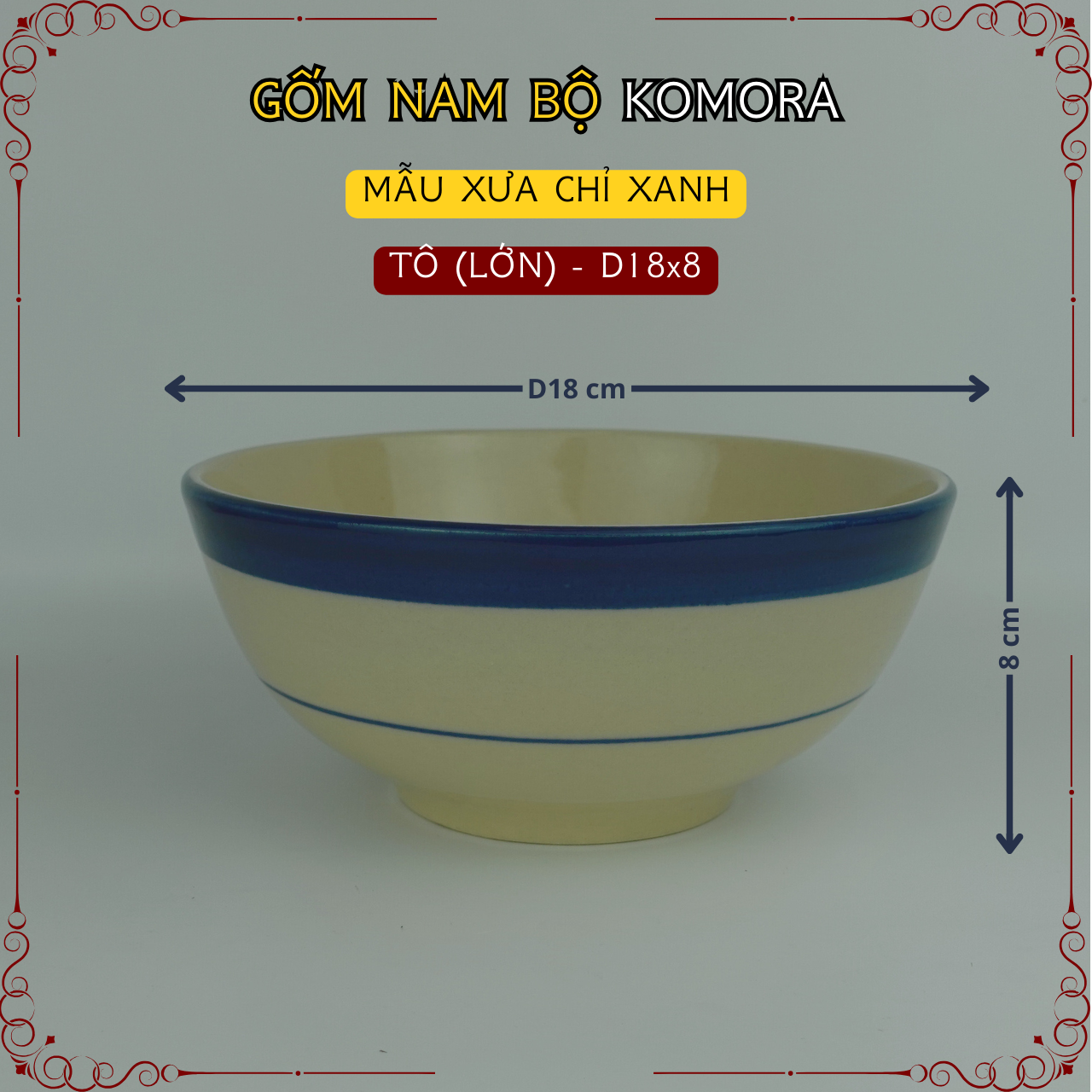 Gốm Nam Bộ - Mẫu Xưa Chỉ Xanh