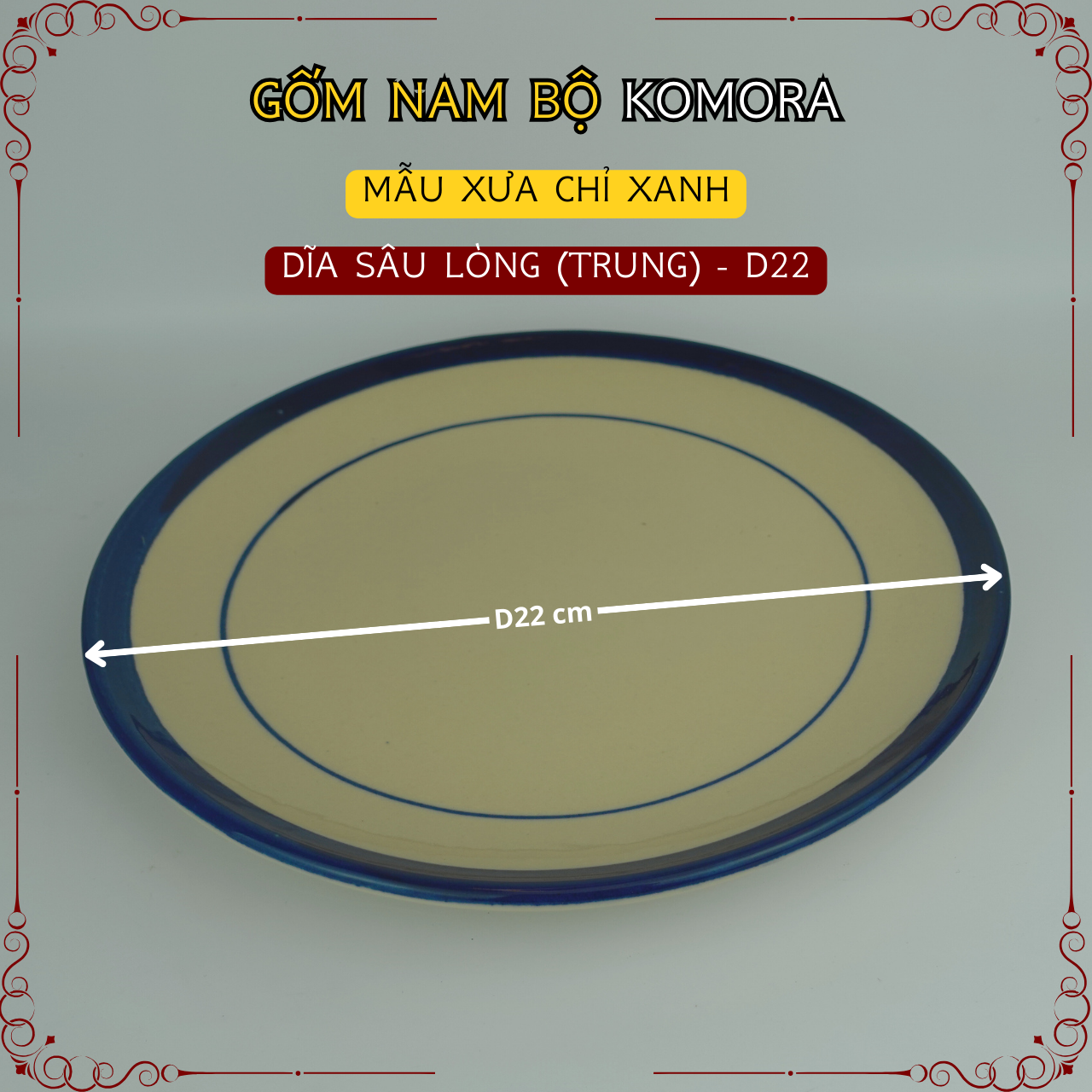 Gốm Nam Bộ - Mẫu Xưa Chỉ Xanh