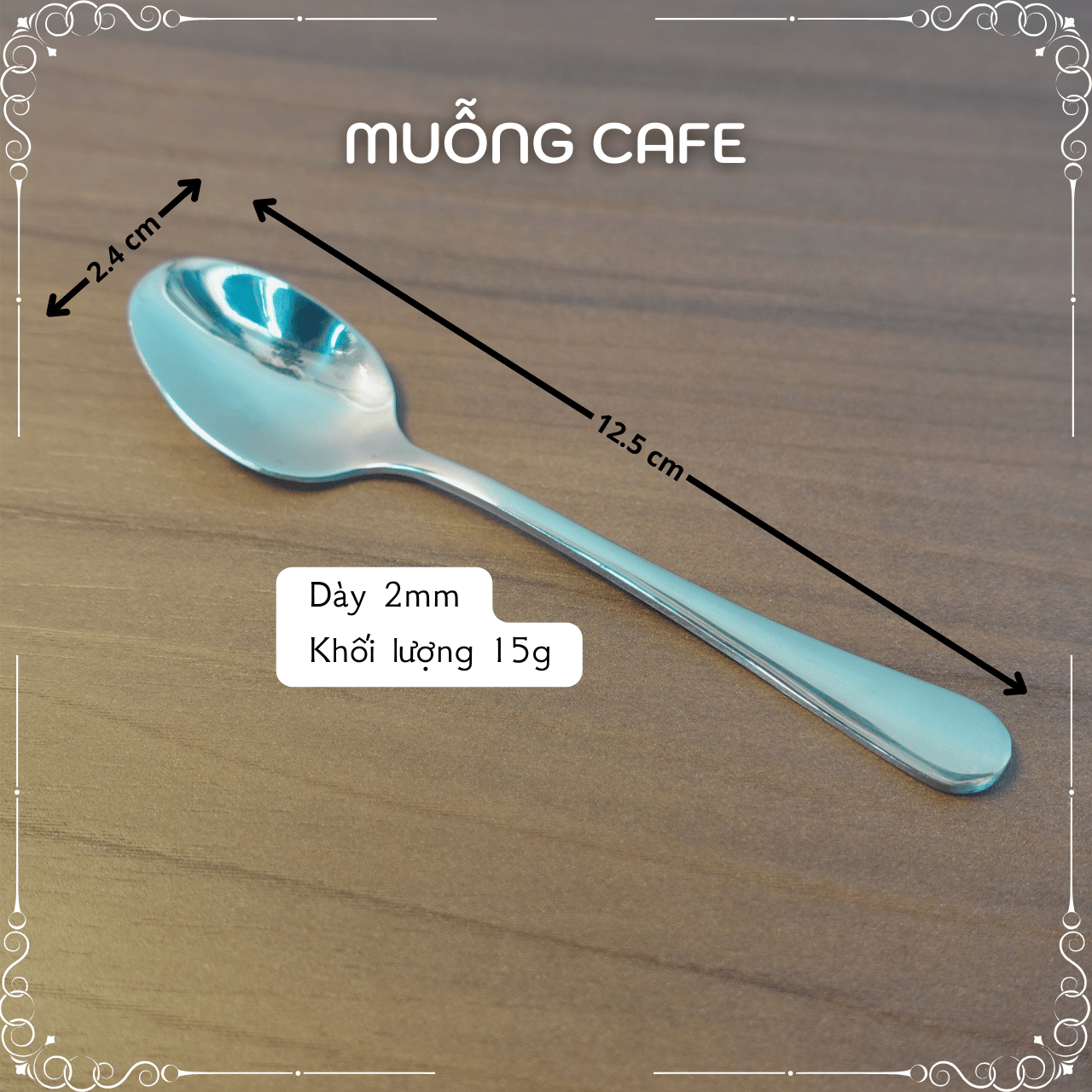 [Vỉ 2 Cái]  Muỗng Inox - Muỗng Cafe (12.5x2.4)
