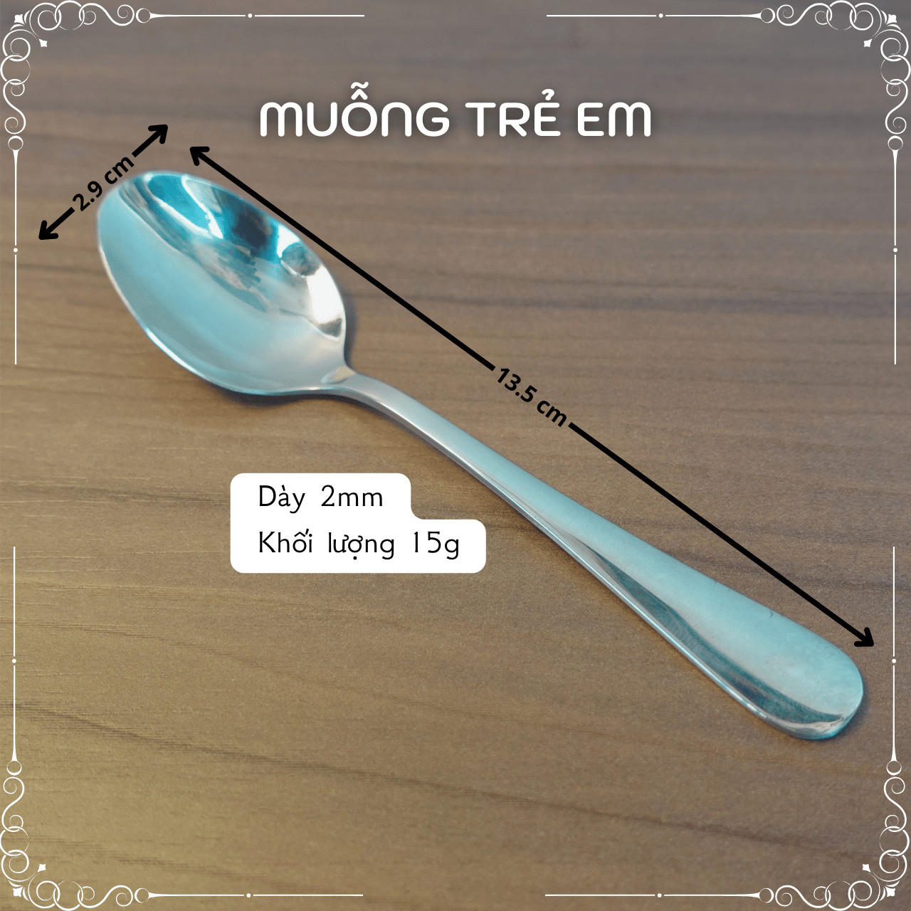 [Vỉ 2 Cái]  Muỗng Inox - Muỗng Trẻ Em (13.5x2.9)