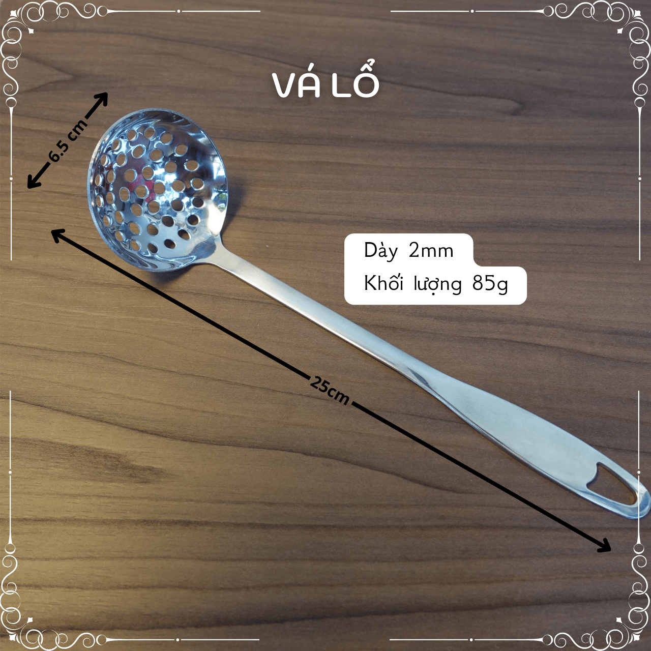 [1 Cái] Vá/Muôi Inox - Vá Lổ (25x6.5)