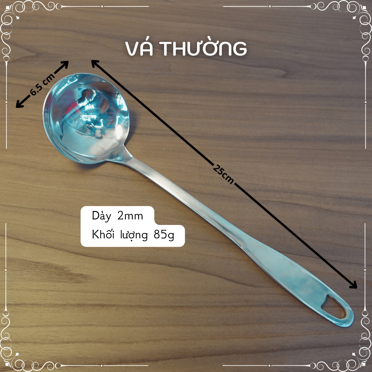 [1 Cái] Vá/Muôi Inox - Vá Thường (25x6.5)