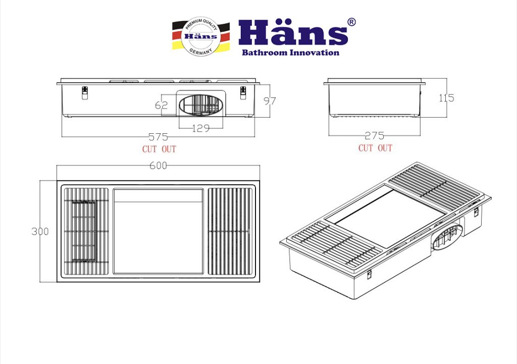 Quạt Âm Trần Đa Năng Hans – HA2 (4 trong 1)