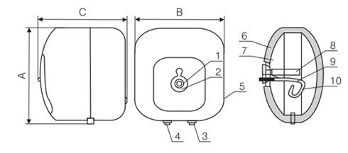 BÌNH NÓNG LẠNH FERROLI CUBO 15 LÍT CHỐNG GIẬT