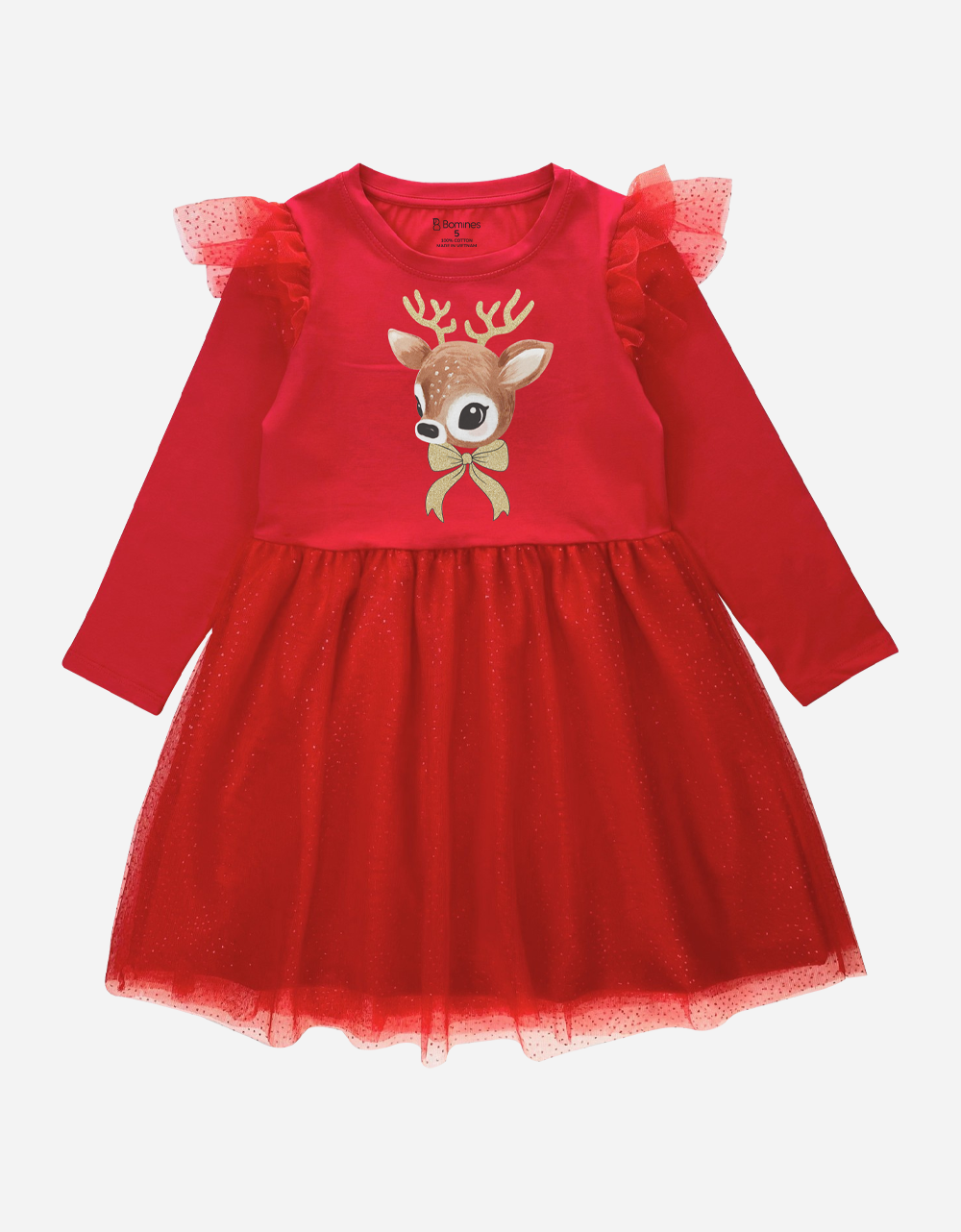 Váy Giáng sinh phối lưới tay dài