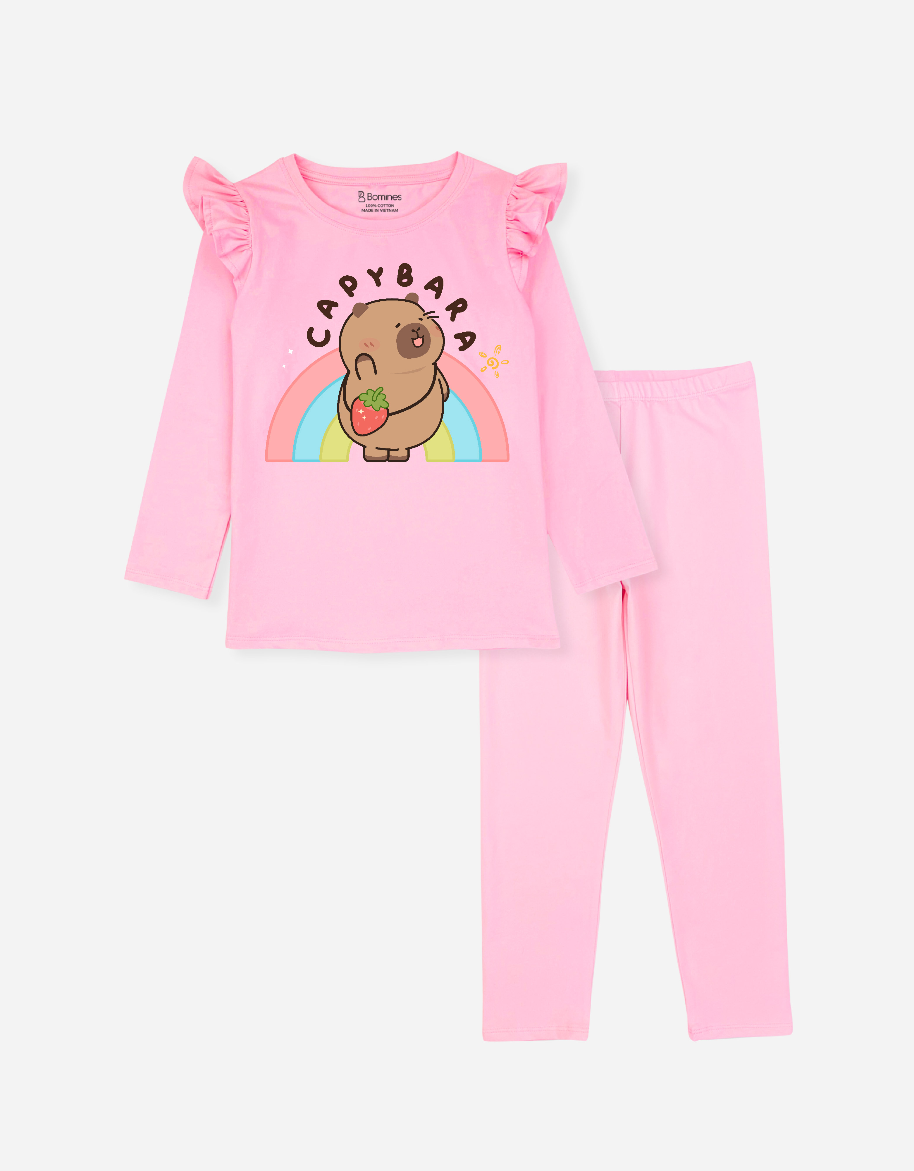Đồ bộ bé gái tay dài mùa thu Capybara