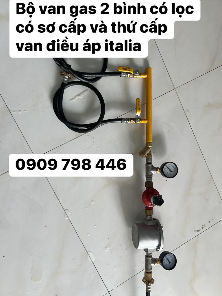 Bộ chia gas 2 bình lọc sơ cấp, thứ cấp và điều áp tổng reca italia