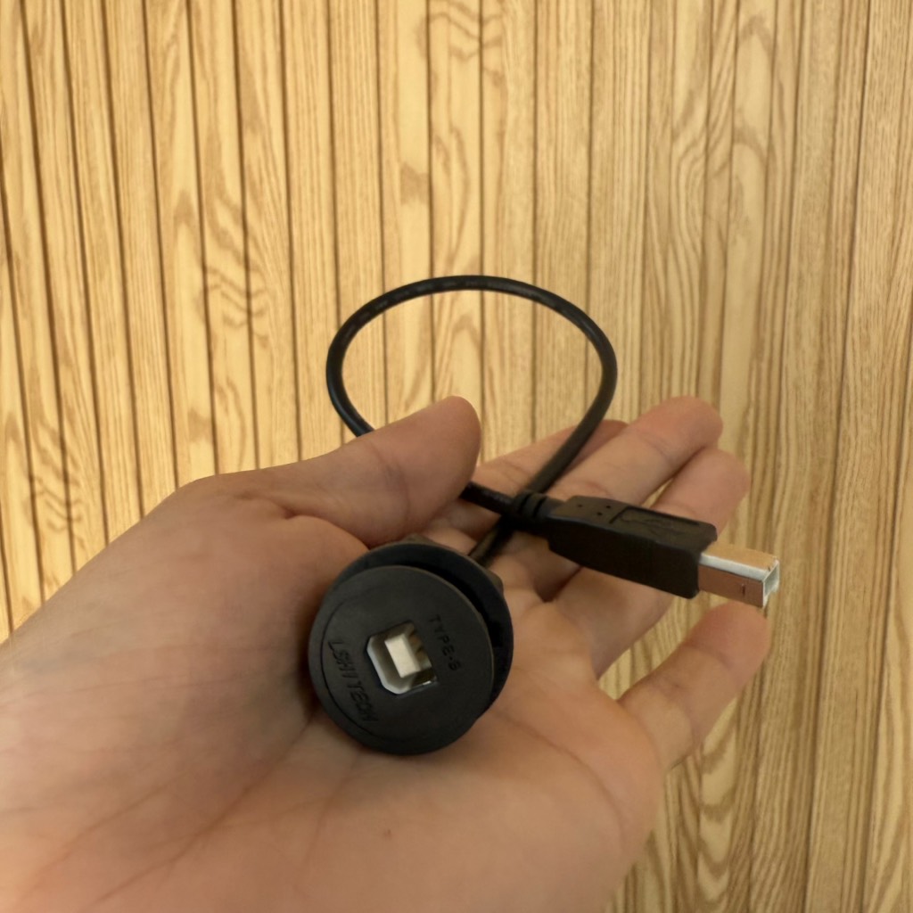 Cáp nối dài cổng USB B gắng mặt tủ phi 22mm, Cáp máy in gắng mặt tủ phi 22mm