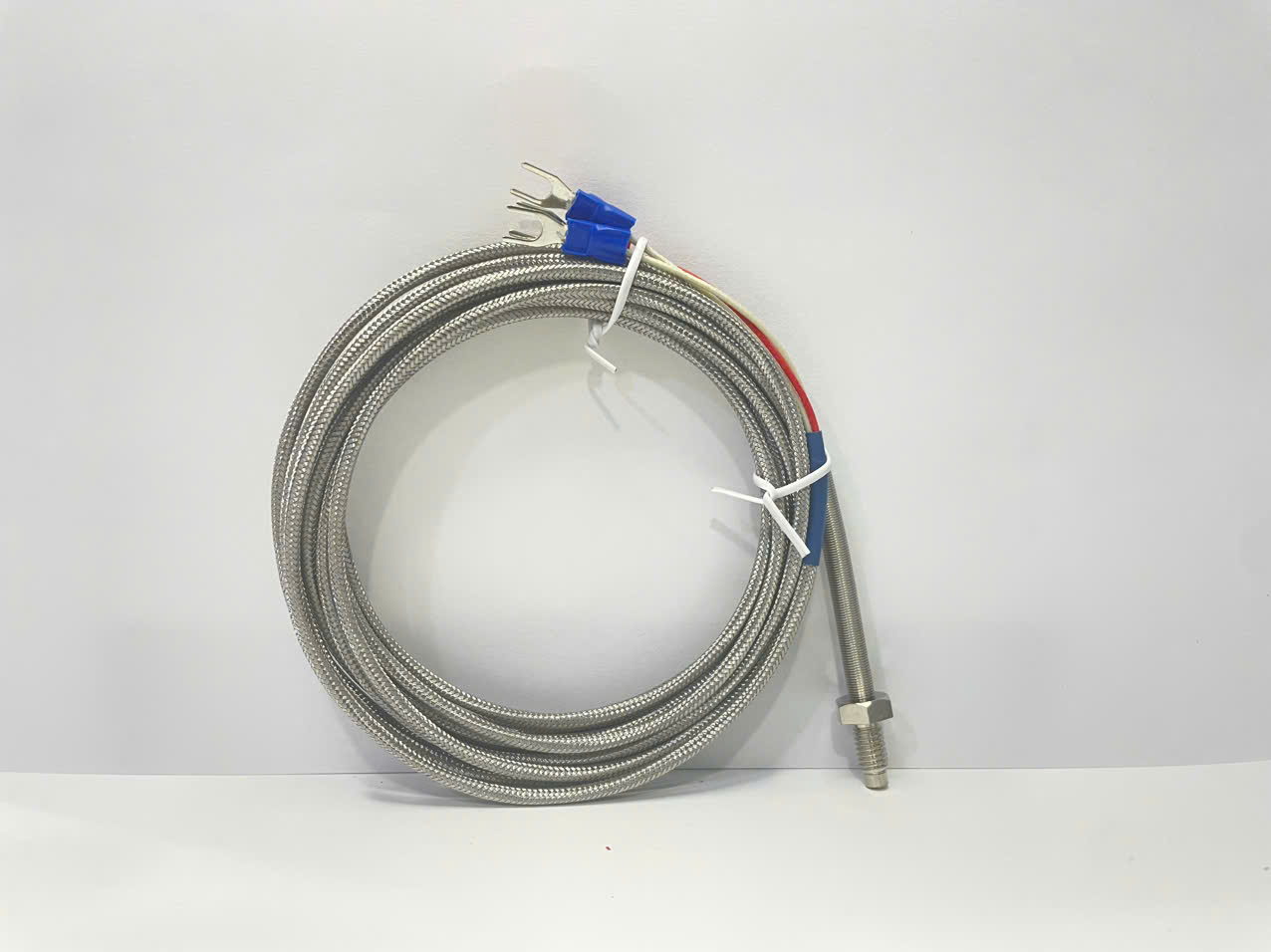 Cảm biến nhiệt độ PT100 Ren m6 đầu ruồi dây 3m dãy đo -70 đến 450 độ C