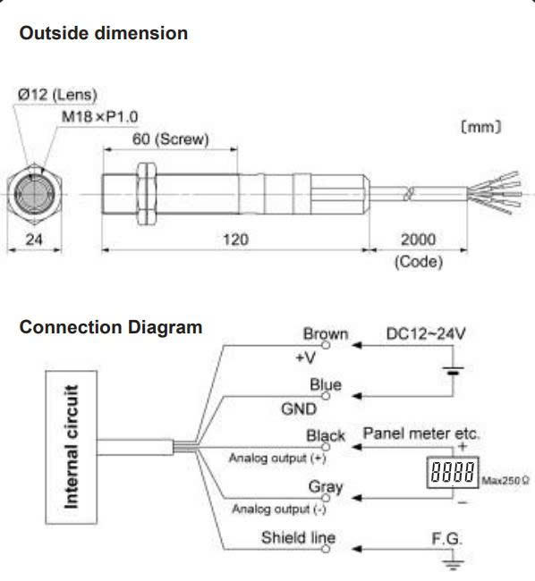 Cảm biến nhiệt độ hồng ngoại, Cảm biến nhiệt độ đo không tiếp xúc ngõ Ra 4-20mA, 1-5Vdc, 2-10Vdc