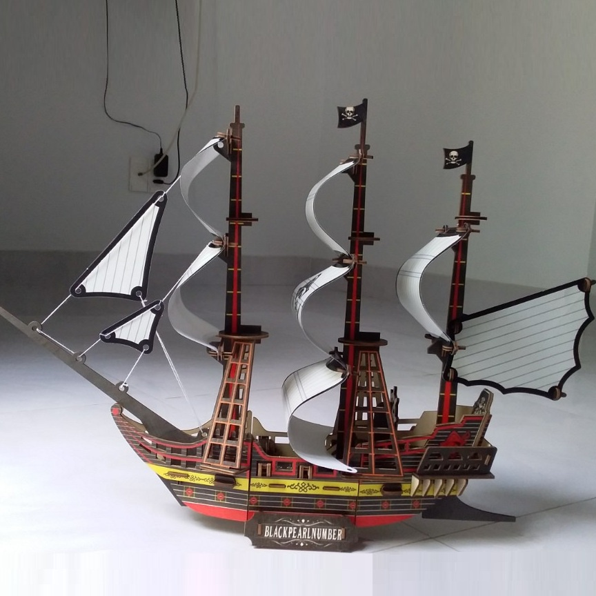 Đồ chơi lắp ráp gỗ 3D Mô hình Tàu Ngọc Trai Đen Black Pearl Laser