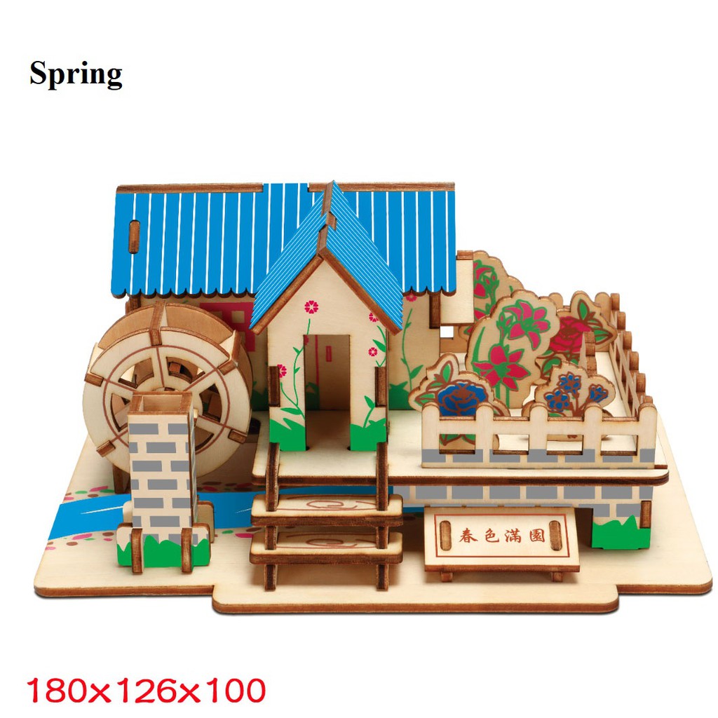 Đồ chơi lắp ráp gỗ 3D Bộ mô hình nhà 4 mùa