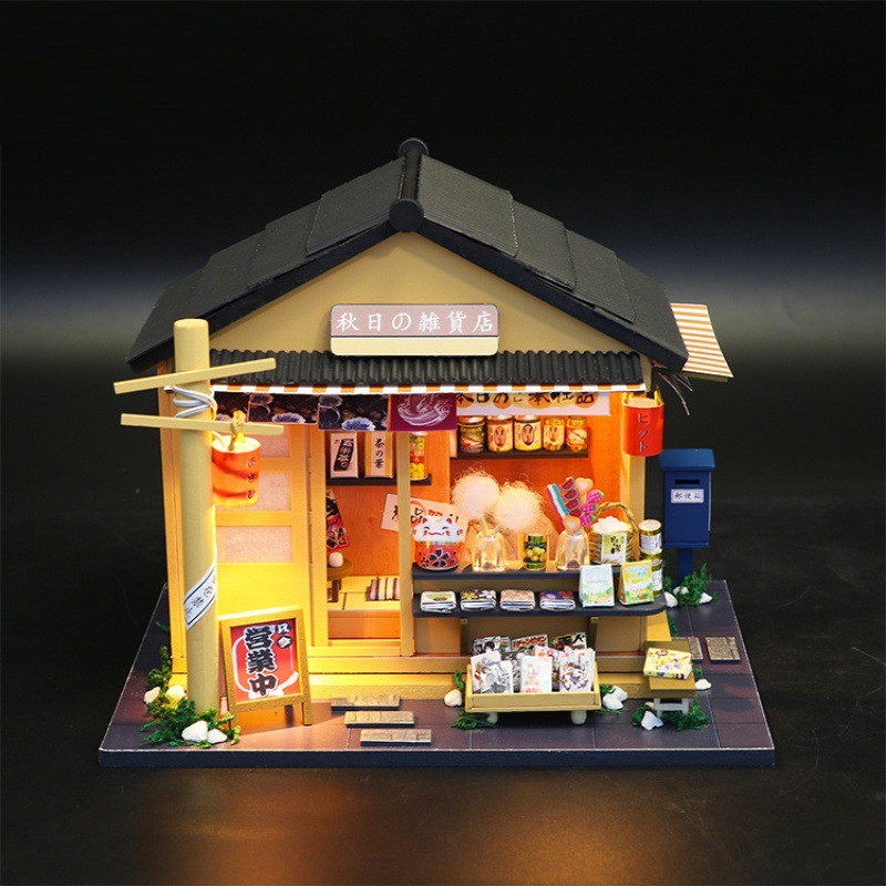 Mô hình nhà DIY Doll House Memory Of Autumn Grocery Store Kèm Mica Chống bụi, Bộ dụng cụ và Keo dán