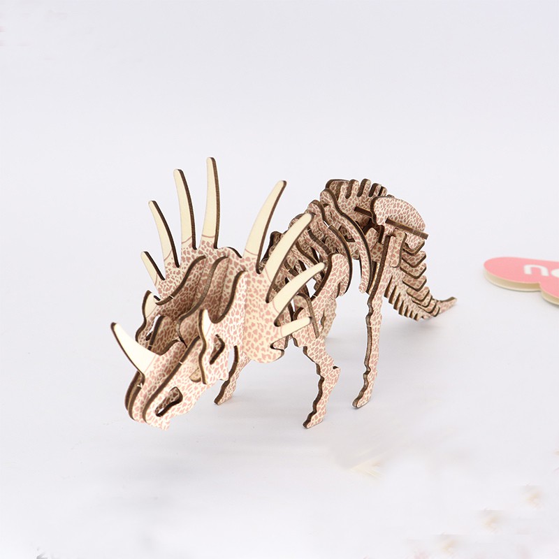 Đồ chơi lắp ráp gỗ 3D Mô hình Khủng long Triceratops Laser TB-A036