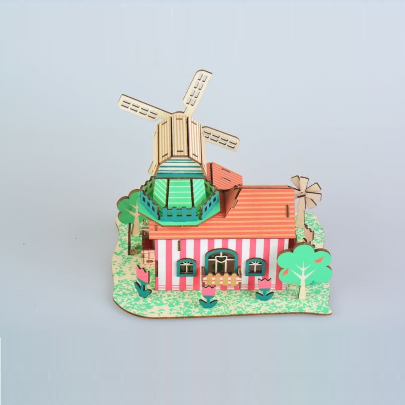 Đồ chơi lắp ráp gỗ 3D Mô hình Nhà gỗ Tulips Ranch