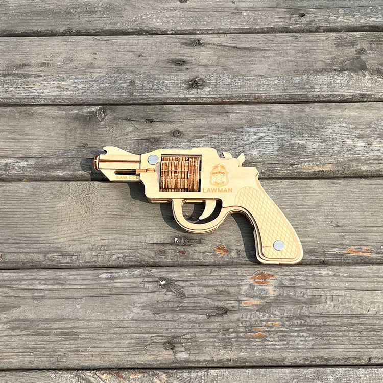 Đồ chơi lắp ghép gỗ 3D Mô hình Chuyển động Súng bắn thun Rubber Band - Desert Eagle