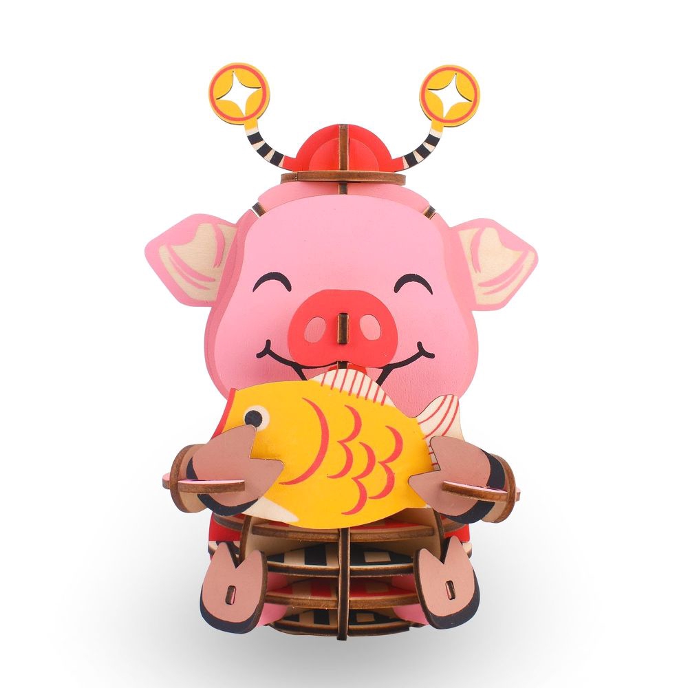 Đồ chơi lắp ráp gỗ 3D Mô hình Lucky Pig HG06