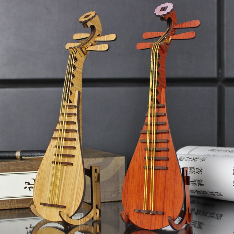 Đồ chơi lắp ráp gỗ 3D Mô hình Đàn Tỳ Bà Màu Đỏ