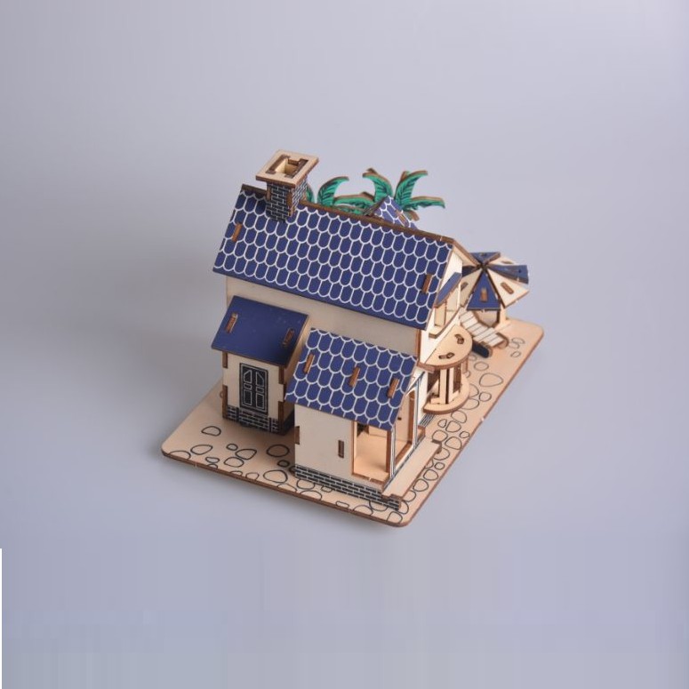 Đồ chơi lắp ráp gỗ 3D Mô hình Nhà Beach House Laser