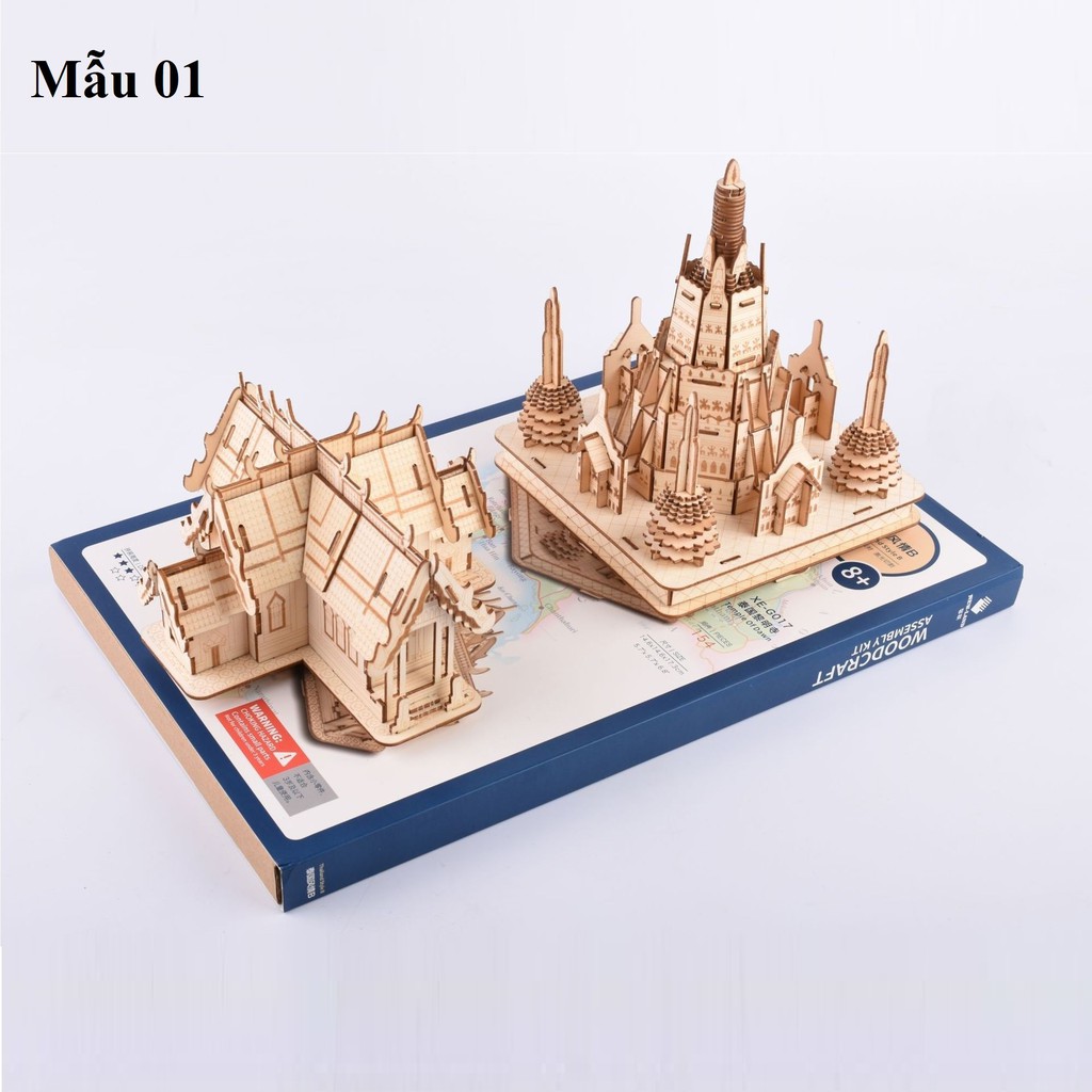 Đồ chơi lắp ráp gỗ 3D Mô hình Cung điện Thái Lan Thailand Style - Tặng kèm Đèn LED trang trí