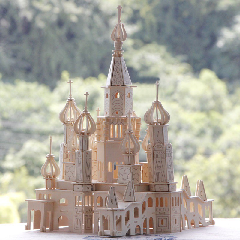 Đồ chơi lắp ráp gỗ 3D Mô hình Lâu đài Saint Petersburg - Tặng kèm đèn LED USB trang trí G-J017A