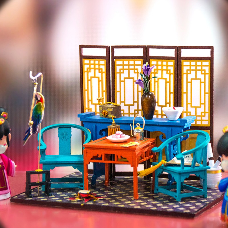 Mô hình nhà DIY Doll House Ancient House Kèm Đèn LED, Bộ dụng cụ và Keo dán