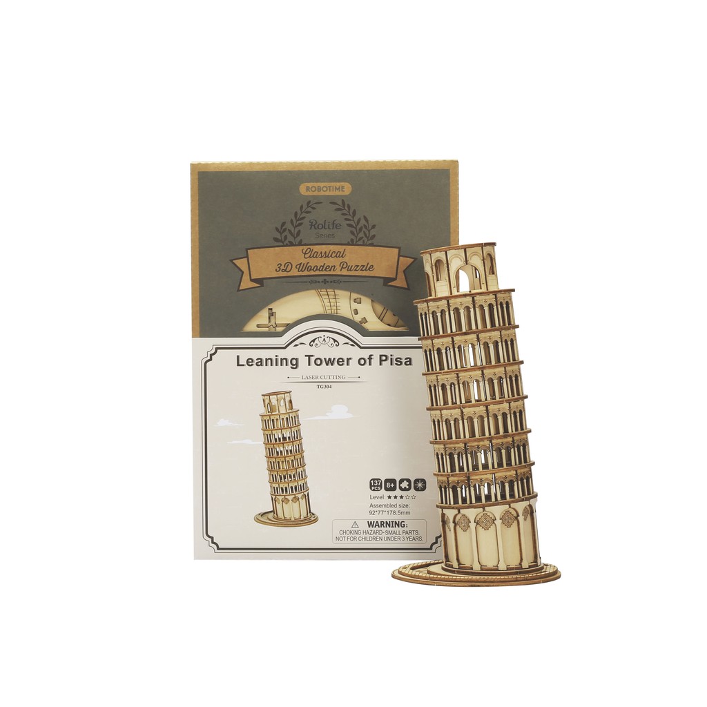 Đồ chơi lắp ráp gỗ 3D Mô hình Tháp nghiêng Pisa Laser TG304