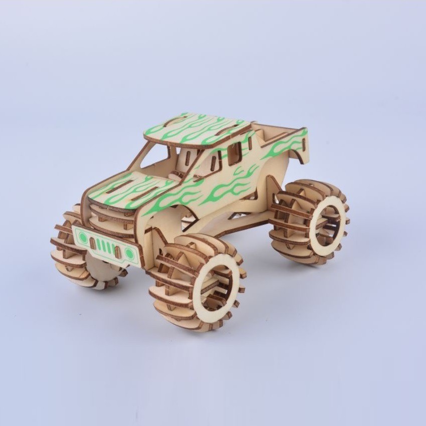 Đồ chơi lắp ráp gỗ 3D Mô hình Xe tải Quái vật Laser