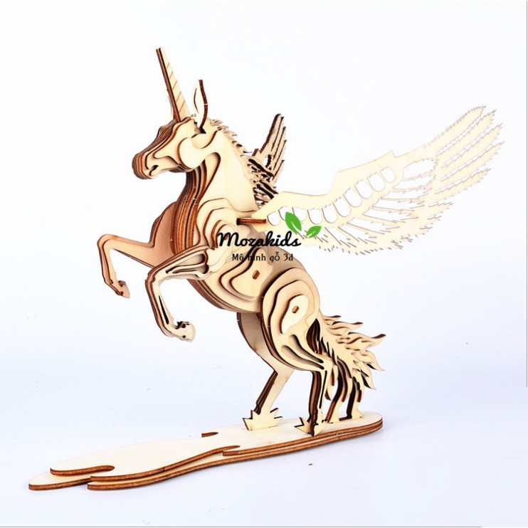Đồ chơi lắp ráp gỗ 3D Mô hình Kỳ lân Unicorn Laser